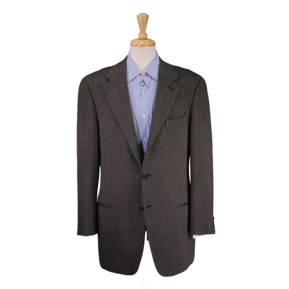 Giorgio Armani Le Collezioni Vintage Gray Knit Woven Wool Sportcoat Blazer 42L - Picture 1 of 9